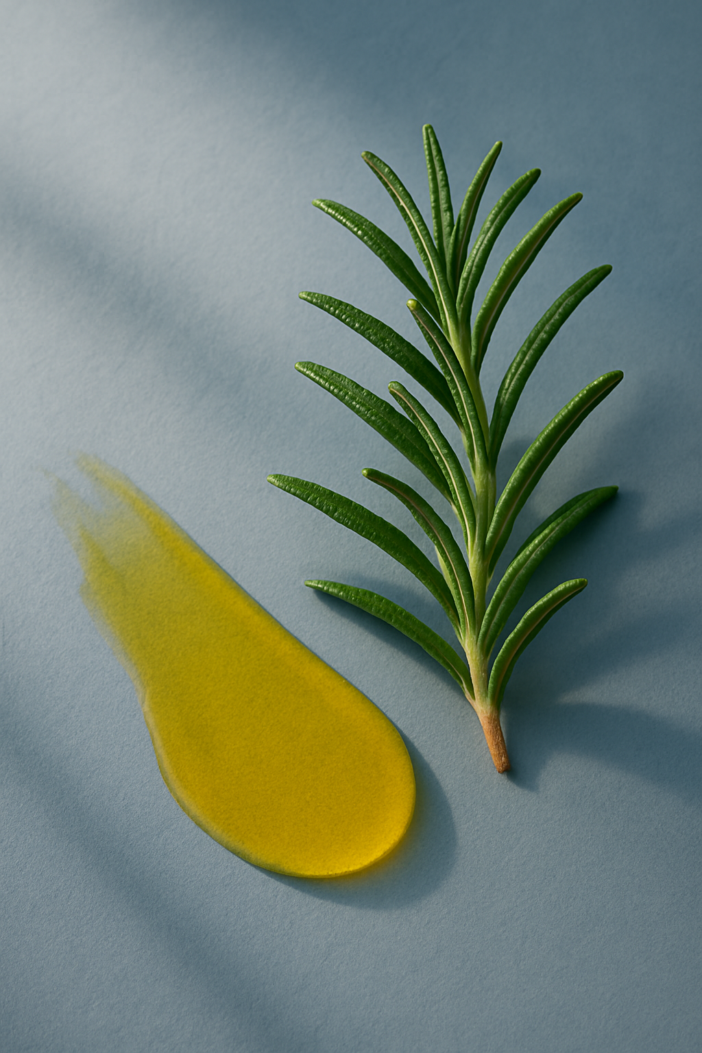 Rozmarýnová větvička a olej